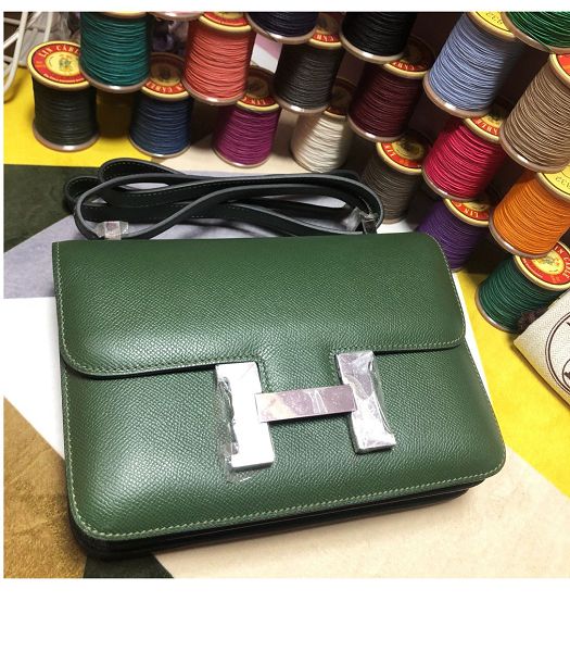 Hermes Constance 18cm Mini Bag Green Imported Palm Veins Leather Silver Metal