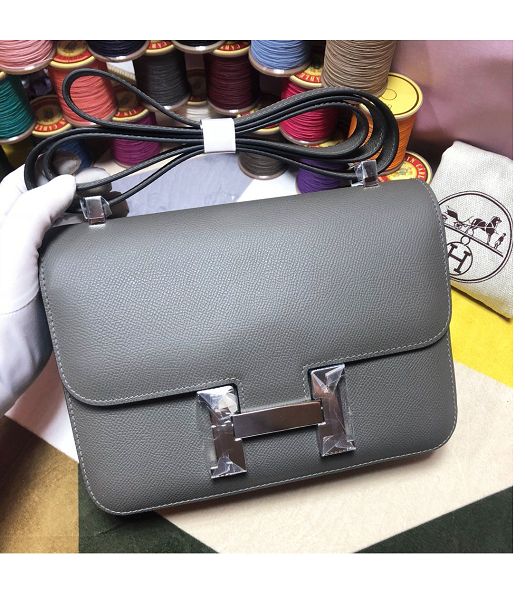 Hermes Constance 18cm Mini Bag Grey Imported Palm Veins Leather Silver Metal