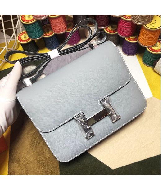 Hermes Constance 18cm Mini Bag Light Grey Imported Palm Veins Leather Silver Metal