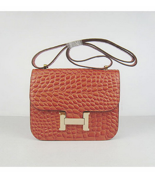 Hermes Constance Bag Gold Lock Orange Stone Veins Leather