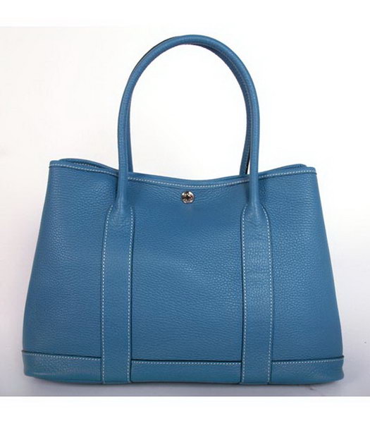 Hermes Garden Party Togo Leather Bag Middle Blue