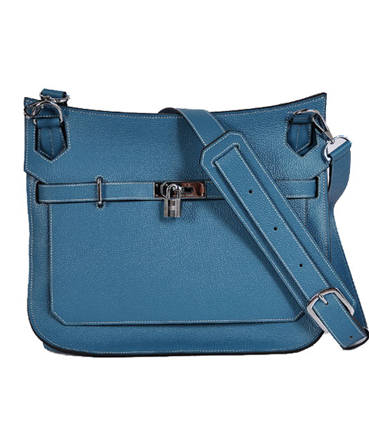 Hermes Jypsiere 34cm Messenger Bag in Blue Bovine Jugular Veins