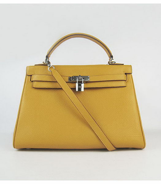 Hermes Kelly 32cm Light Yellow Togo Leather Silver Metal