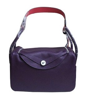 Hermes Lindy 30cm Purple/Lipstick Pink Togo Leather Silver Metal Bag