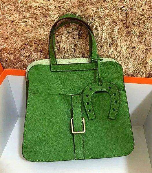 Hermes New Style Halzan Green Tote Bag Togo Leather