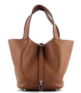 Hermes PM Picotin Lock Bag in Clemence Leather Light Coffee