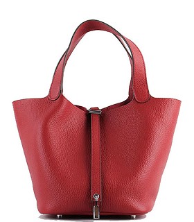 Hermes PM Picotin Lock Bag in Clemence Leather Red