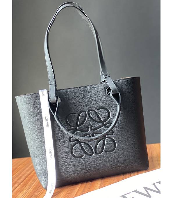 Loewe Black Original Litchi Veins Calfskin Leather Anagram 29cm Tote Bag