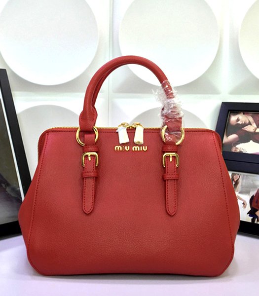 Miu Miu Madras Red Leather Top-handle Bag
