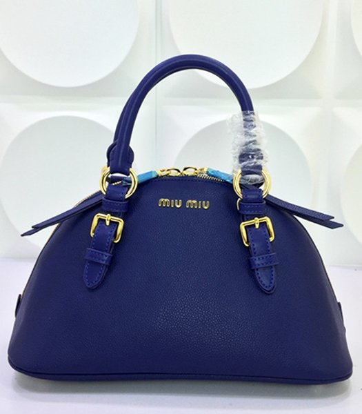 Miu Miu New Style Blue Leather Top-handle Bag