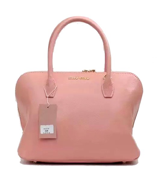 Miu Miu New Style Light Pink Original Leather Top Handle Bag