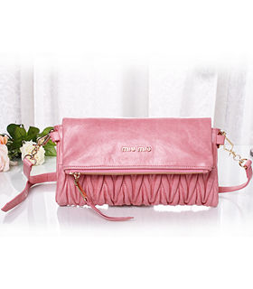 Miu Miu Pink Original Oil Wax Leathr Shoulder Bag
