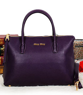 Miu Miu Purple Lambskin Leather Tote Bag