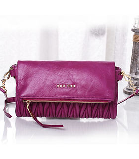 Miu Miu Purple Original Oil Wax Leathr Shoulder Bag
