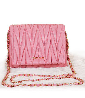 Miu Miu Sakura Pink Matelasse Original Lambskin Leather Mine Everning Bag