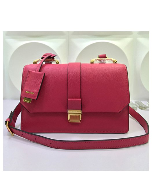 MiuMiu Top-quality Plum Red Handbags Shoulder Bags Golden Metal
