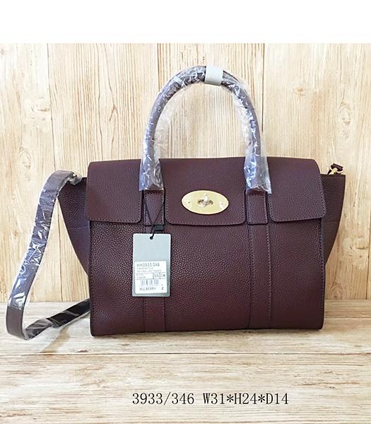 Mulberry Litchi Veins Jujube Red Leather Top Handle Bag