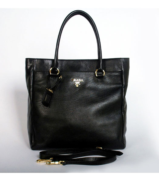 Prada Cowhide Leather Milano Top Handle Bag Black