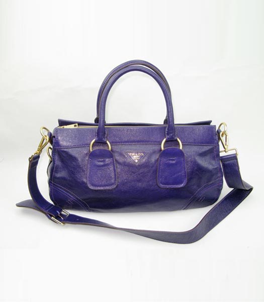 Prada Oil Calfskin Leather Tote Bag Purple