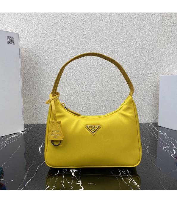 Prada Re-Edition 2000 Bright Yellow Original Nylon Mini Hobo Bag