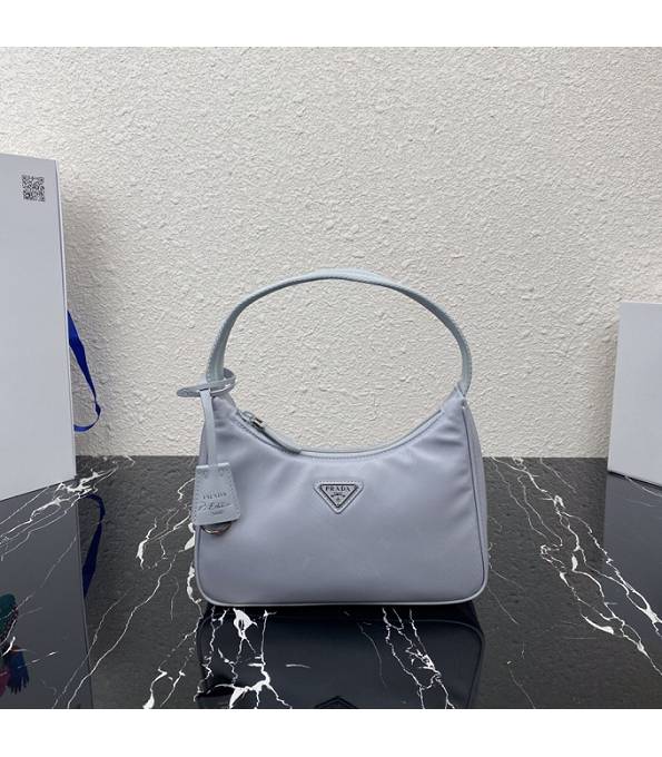 Prada Re-Edition 2000 Grey Original Nylon Mini Hobo Bag
