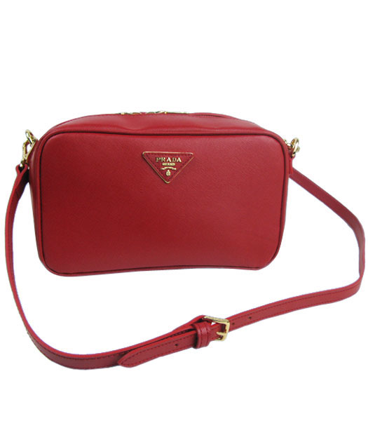 Prada Saffiano Red Leather Pochette Shoulder Bag