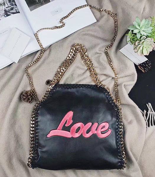 Stella McCartney Falabella Love Black Napa 25cm Tote Bag Golden Chains