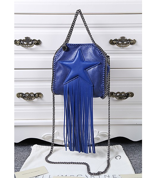Stella McCartney Falabella Small Sapphire Blue Star Fringed Bag
