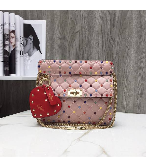 Valentino Garavani Rockstud Spike Pink Original Lambskin 24cm Top Handle Colors Rivet Bag