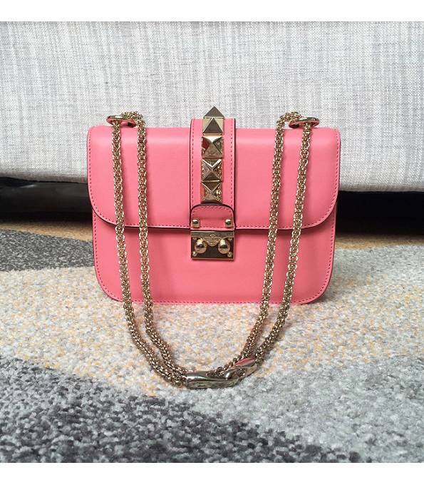 Valentino Rockstud Pink Original Plain Veins Leather 21cm Shoulder Bag