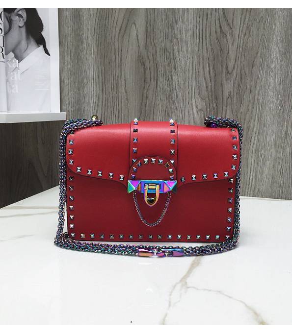 Valentino Rockstud Red Original Calfskin Leather Colors Rivet Shoulder Bag