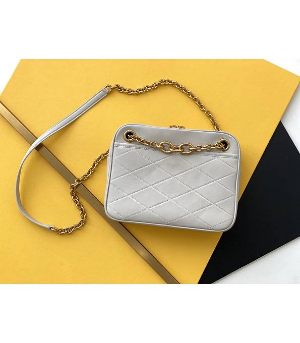 YSL Le Maillon White Original Lambskin Leather Golden Chain Small Shoulder Bag