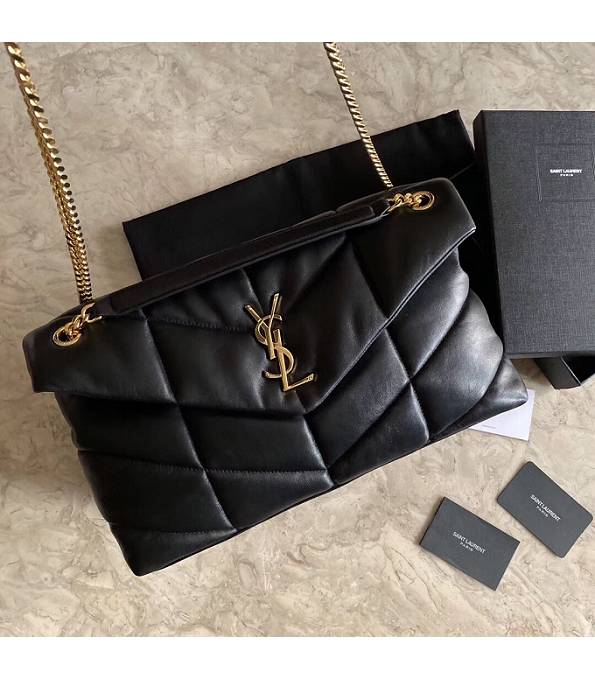 YSL Loulou Puffer Black Original Lambskin Leather Golden Chain 35cm Shoulder Bag