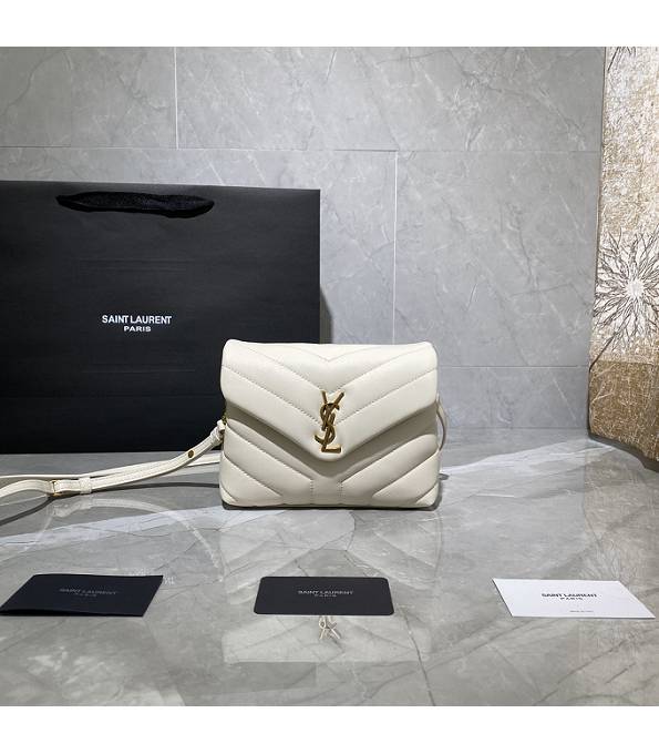 YSL Loulou White Original Matelasse Calfskin Leather Golden Metal Mini Shoulder Bag