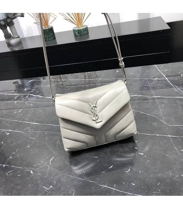 YSL Loulou White Original Matelasse Calfskin Leather Silver Metal Mini Shoulder Bag