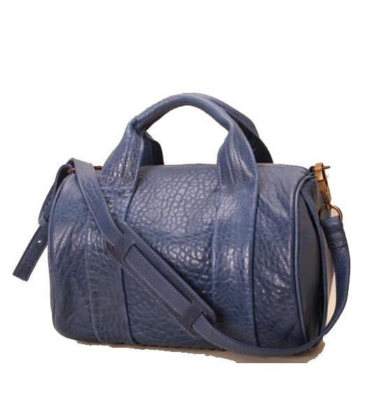 Alexander Wang 24828 Coco Duffle Bag Sapphire Blue Leather Golden Nail