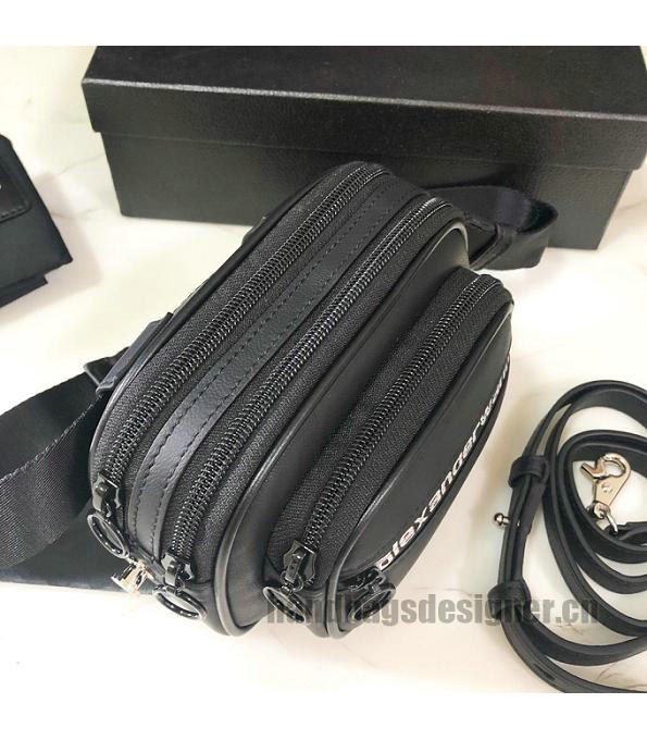 Alexander Wang Attica Logo Printed Black Original Lambskin Leather 16cm Camera Belt Bag-2