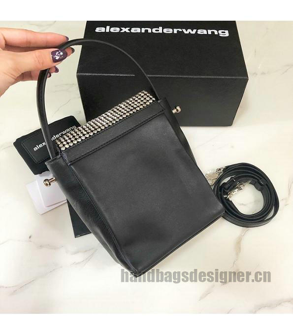 Alexander Wang Black Original Calfskin Leather Rhinestone Tote Bag-4