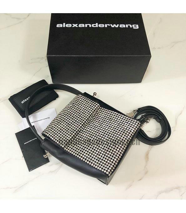 Alexander Wang Black Original Calfskin Leather Rhinestone Tote Bag-7