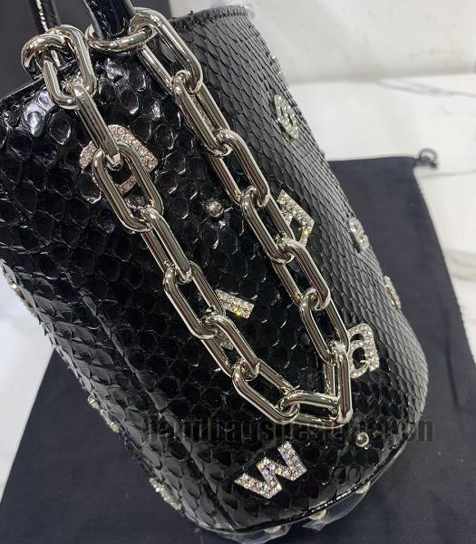 Alexander Wang Diamond Letter Black Snake Veins Leather Bucket Bag-1