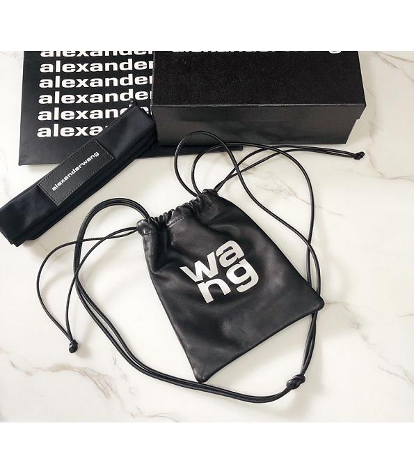 Alexander Wang Ryan Wangloc Black Original Calfskin Leather Drawstring Mini Shoulder Bag