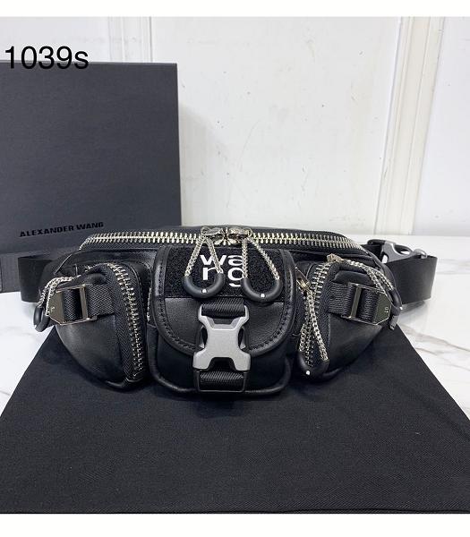 Alexander Wang Tactics Letter Black Original Leather Small Belt Bag