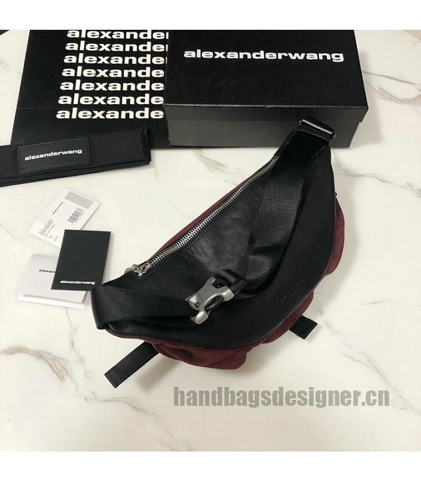 Alexander Wang Tactics Letter Wine Red Original Scrub Calfskin Leather Medium Belt Bag-2