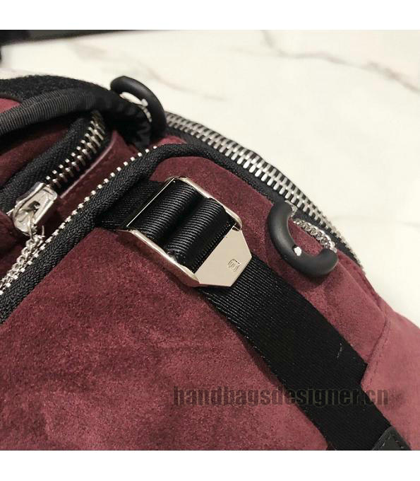 Alexander Wang Tactics Letter Wine Red Original Scrub Calfskin Leather Medium Belt Bag-4