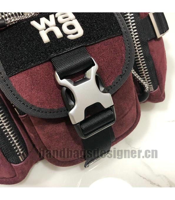 Alexander Wang Tactics Letter Wine Red Original Scrub Calfskin Leather Medium Belt Bag-5