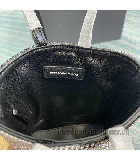 Alexander Wang Wangloc Black/Grey Original Leather Diamond Bucket Bag-4