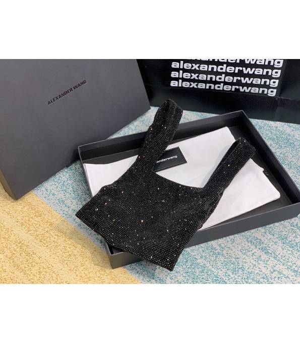 Alexander Wang Wangloc Black Original Lambskin Leather Diamond Mini Shopping Tote Bag-6