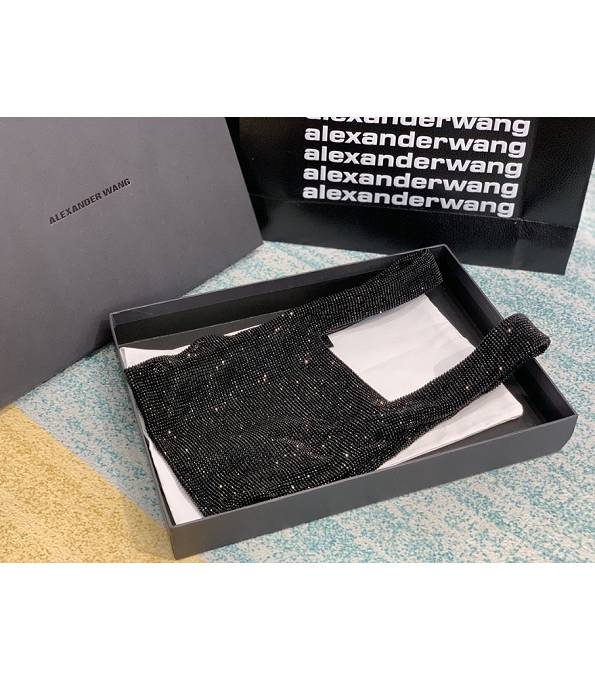 Alexander Wang Wangloc Black Original Lambskin Leather Diamond Mini Shopping Tote Bag-2