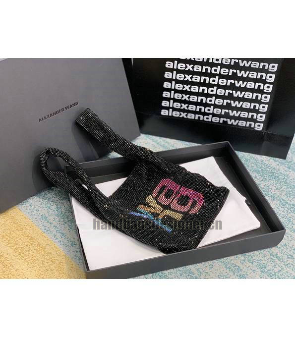 Alexander Wang Wangloc Black Original Lambskin Leather Diamond Mini Shopping Tote Bag-7