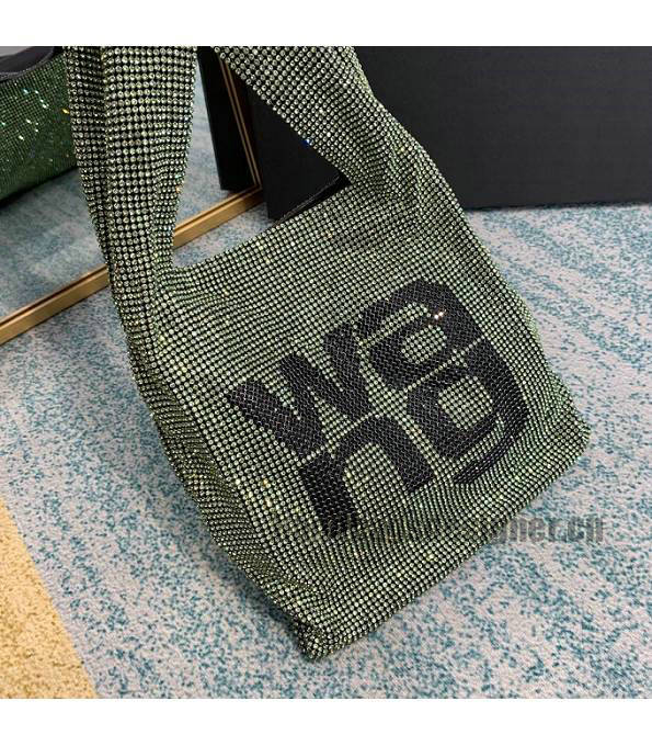 Alexander Wang Wangloc Green Original Lambskin Leather Diamond Mini Shopping Tote Bag-1
